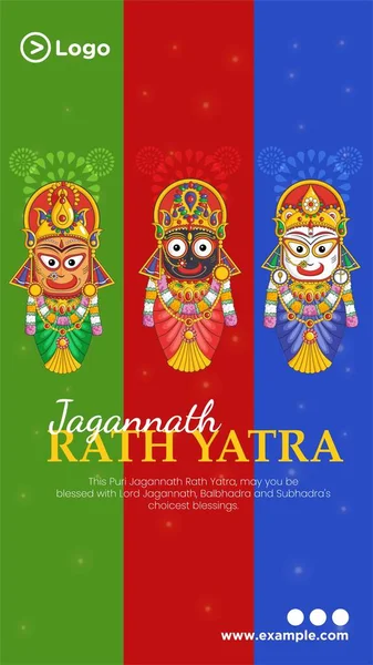 Indiaas Festival Jagannath Rath Yatra Portret Template Ontwerp — Stockvector