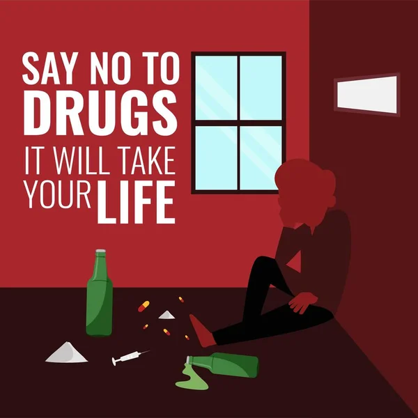 Baner Projektu Powiedzieć Nie Narkotykom Zajmie Twój Życiowy Szablon — Wektor stockowy