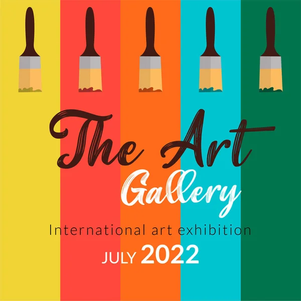 Banner Design Galeria Arte Modelo Internacional Exposição Arte — Vetor de Stock