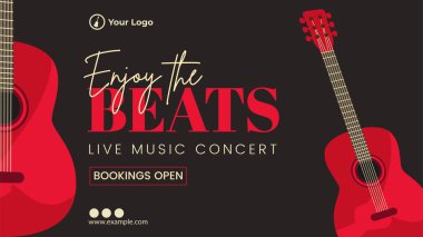 Enjoy the beats live music concert landscape banner template.  clipart