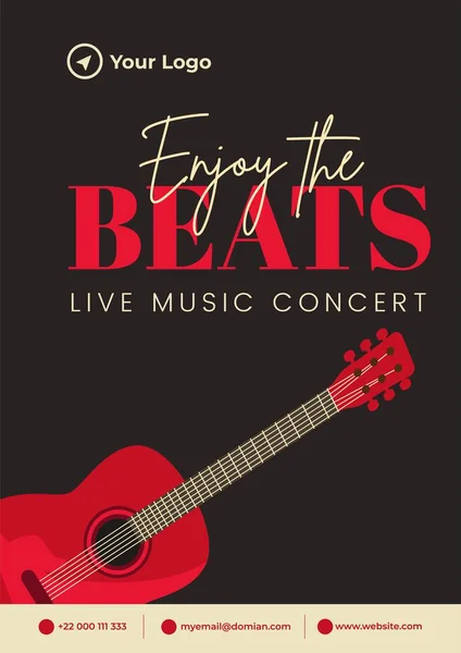 Enjoy Beats Live Music Concert Flyer Design — Stock Vector