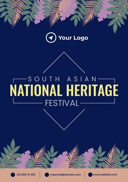 Zuid Aziatische Nationaal Erfgoed Festival Flyer Ontwerp — Stockvector