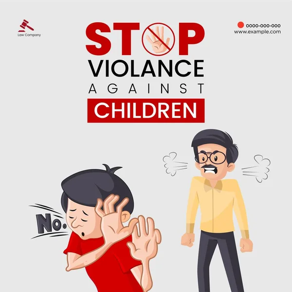 Stop Violance Children Banner Design — Stock Vector