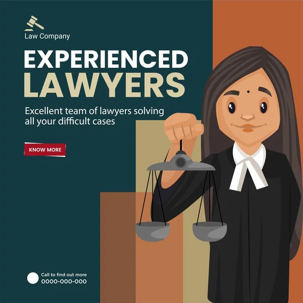 Experienced Lawyers Banner Design Template — Stock Vector
