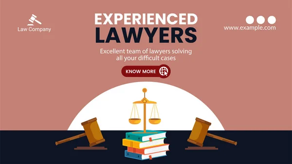 Excellent Team Lawyers Solving All Your Difficult Cases Landscape Banner — Stock Vector