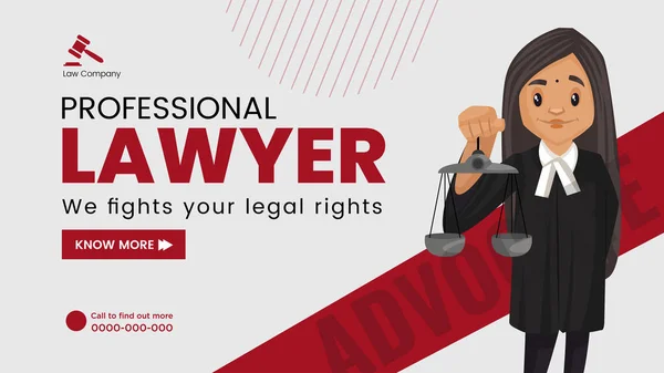 Професійний Адвокат Бореться Вашими Правами Ландшафтний Дизайн Банера — стоковий вектор