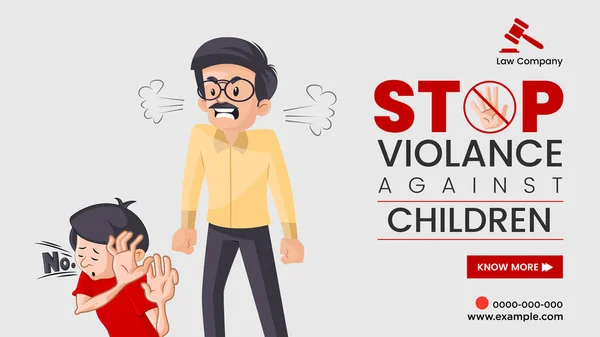 Stop Violance Children Landscape Banner Design — Stock Vector