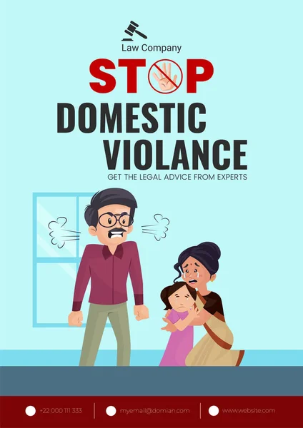 Fermare Violenza Domestica Ottenere Consulenza Legale Esperti Progettazione Volantino — Vettoriale Stock