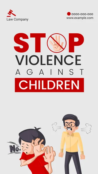 Stoppa Våld Mot Barn Porträtt Mall Design — Stock vektor