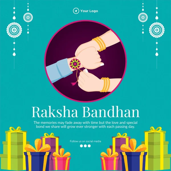 Ινδικό Φεστιβάλ Ευτυχισμένη Raksha Bandhan Banner Πρότυπο Σχεδιασμού — Διανυσματικό Αρχείο