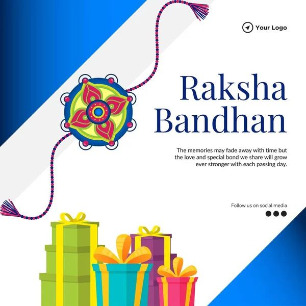 Festival Indio Feliz Raksha Bandhan Banner Plantilla Diseño — Vector de stock