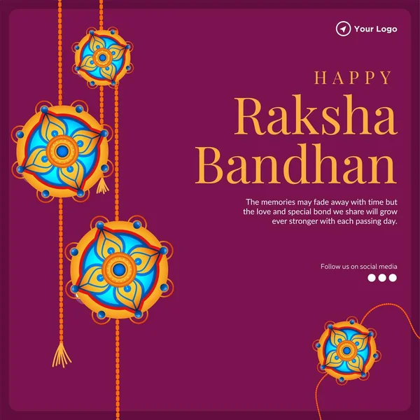Indický Festival Šťastný Raksha Bandhan Banner Design Šablony — Stockový vektor