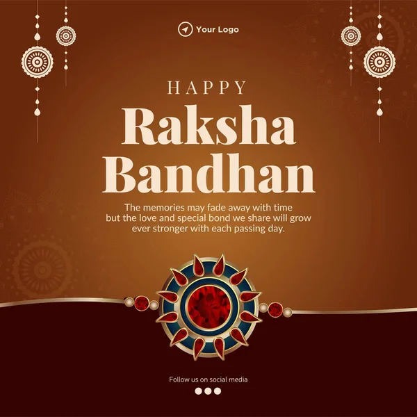 Festival Indio Feliz Raksha Bandhan Banner Plantilla Diseño — Archivo Imágenes Vectoriales