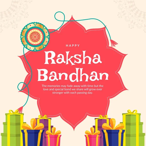 Indiska Religiösa Festival Glad Raksha Bandhan Banner Design Mall — Stock vektor