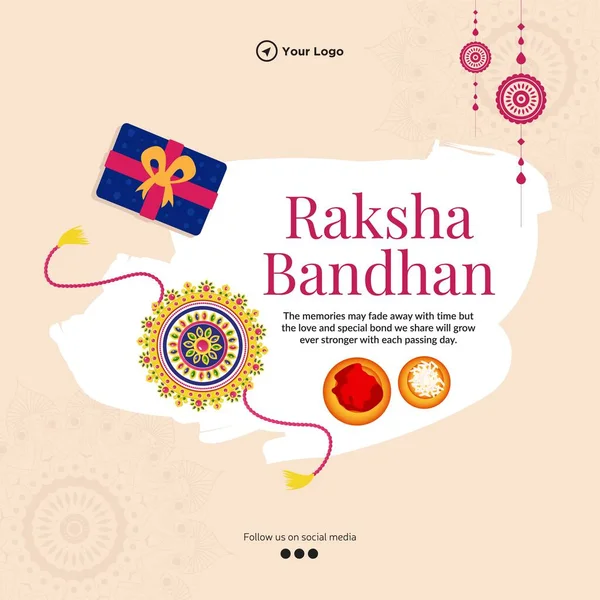 Hint Dini Festivali Mutlu Raksha Bandhan Bayrak Tasarımı Şablonu — Stok Vektör