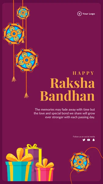 Indický Festival Šťastný Raksha Bandhan Portrét Šablony Design — Stockový vektor
