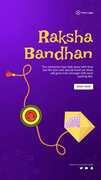 Ινδικό Θρησκευτικό Φεστιβάλ Ευτυχισμένη Raksha Bandhan Πορτρέτο Πρότυπο Σχεδιασμό — Διανυσματικό Αρχείο