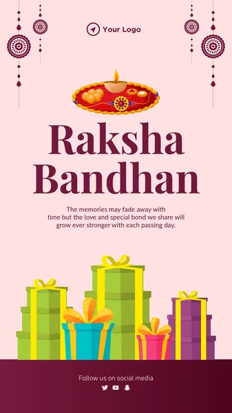 Festival Indio Feliz Raksha Bandhan Retrato Plantilla Diseño — Vector de stock