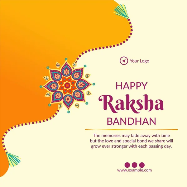 インドの宗教祭のバナーデザイン幸せなRakshaバンドハンベクトルイラスト — ストックベクタ