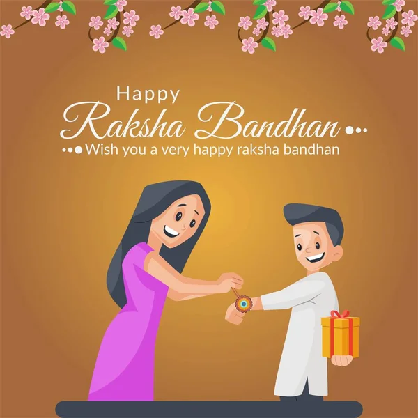 Banner Ontwerp Van Indiase Religieuze Festival Gelukkig Raksha Bandhan Vector — Stockvector