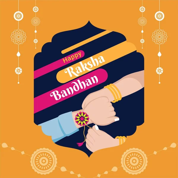 Banner Design Indického Náboženského Festivalu Šťastný Raksha Bandhan Vektorové Ilustrace — Stockový vektor