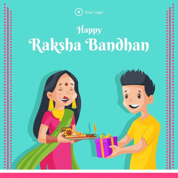 Баннерный Дизайн Индийского Религиозного Фестиваля Счастливая Векторная Иллюстрация Ракша Бандхана — стоковый вектор