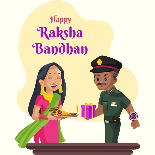 Banner Design Indického Náboženského Festivalu Šťastný Raksha Bandhan Vektorové Ilustrace — Stockový vektor