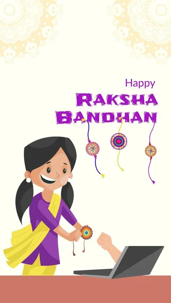 Indyjski Religijny Festiwal Szczęśliwy Raksha Bandhan Portret Szablon Projekt — Wektor stockowy