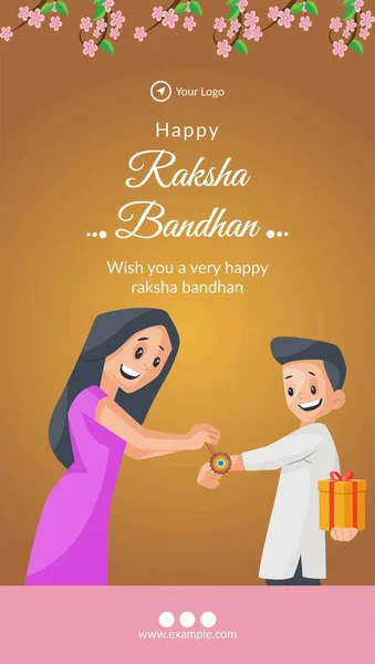 Ινδικό Θρησκευτικό Φεστιβάλ Ευτυχισμένη Raksha Bandhan Πορτρέτο Πρότυπο Σχεδιασμό — Διανυσματικό Αρχείο