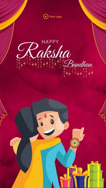 Indian Religious Festival Happy Raksha Bandhan Portrait Template Design Stock Vector