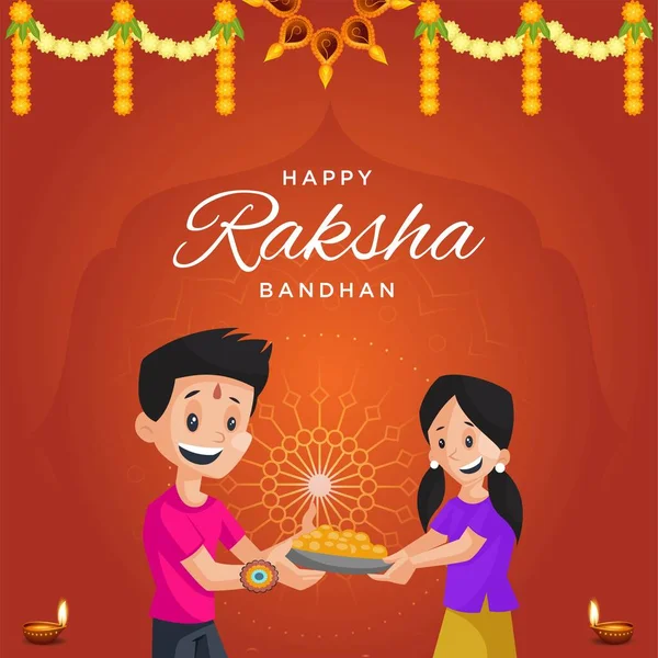 Banner Ontwerp Van Indiase Traditionele Festival Gelukkig Raksha Bandhan Sjabloon — Stockvector