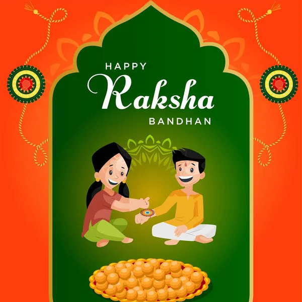 Banner Design Indyjskiego Tradycyjnego Festiwalu Szczęśliwy Raksha Bandhan Szablon — Wektor stockowy