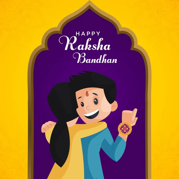 Geleneksel Hint Festivalinin Bayrak Tasarımı Mutlu Raksha Bandhan Şablonu — Stok Vektör