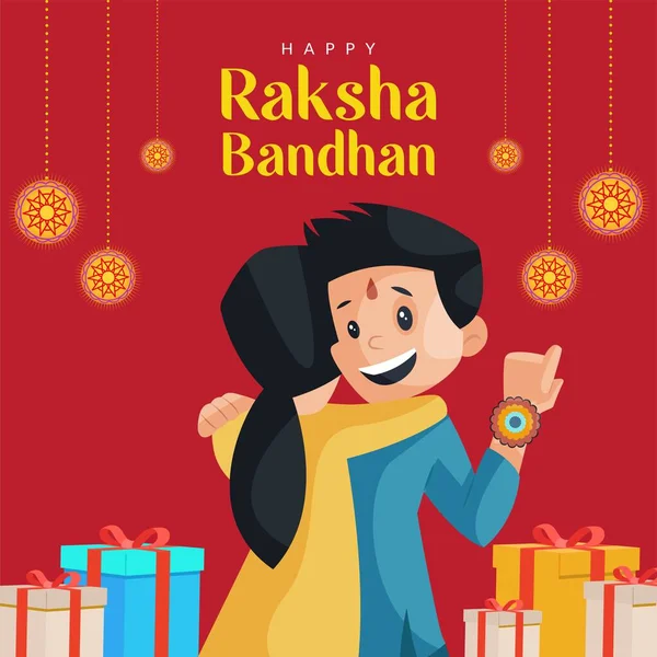 Traditionele Indiase Festival Gelukkig Raksha Bandhan Banner Sjabloon — Stockvector