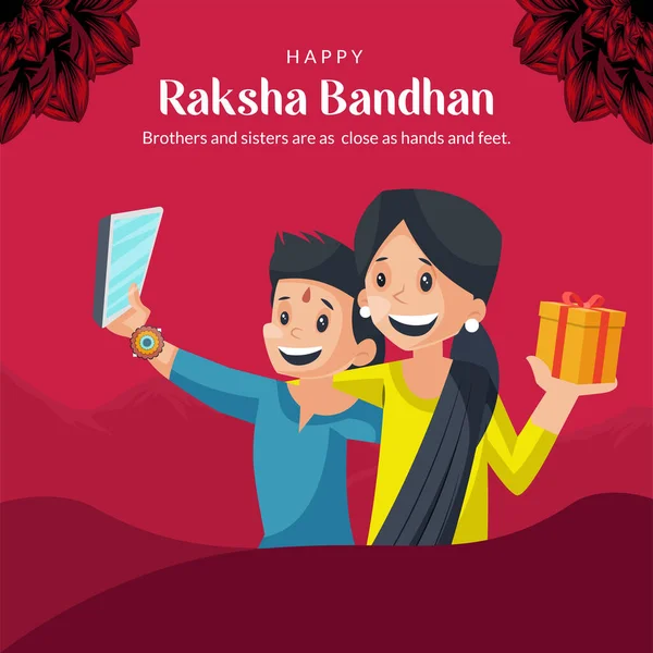 Geleneksel Hint Festivali Mutlu Raksha Bandhan Afişi — Stok Vektör