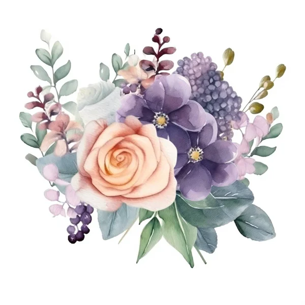 Arrangement Floral Aquarelle Colorée — Photo