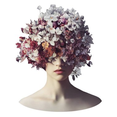 Çiçekli Kadın Büstü 'nün Yaratıcı Tişört Tasarımı