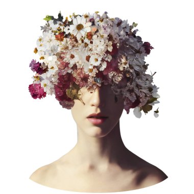 Çiçekli Kadın Büstü 'nün Yaratıcı Tişört Tasarımı