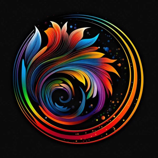 Dynamic Circular Logo Designs Bold Colorful Illustrations Black Background — Stock Photo, Image