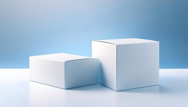 Boş kare beyaz podyum. 3d oluşturma