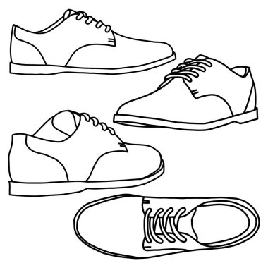 Şablon vektörü Erkek deri ayakkabı koleksiyonu, resmi ayakkabılar, vektör çizimi çizimi, üst ve yan görünüm, özel deri ayakkabı tasarımınıza uygun, beyaz arkaplanda izole edilmiş..