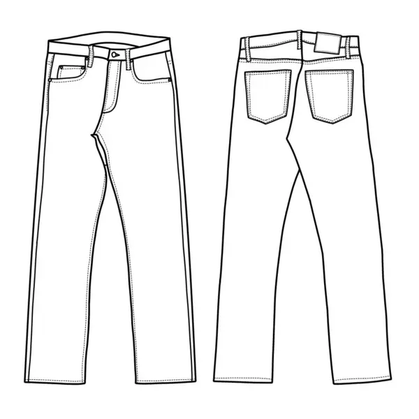 Technical Sketch Drawing Mens Jogger Pants Vector Template Front Back ...