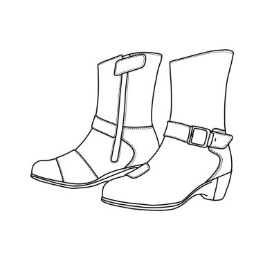Zarif El Çizmeleri Kadın Deri Çizmeleri Model Çizme Çizmeleri Sanat Yönetmeni çizimi Her Olay İçin Mükemmel Ayakkabı. Beyaz arkaplanda izole