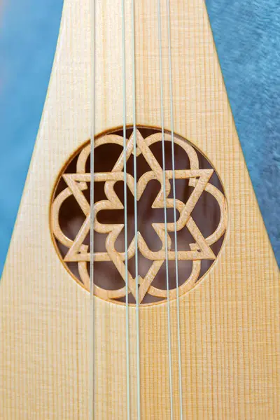 Ortaçağ gitar rozetinin ayrıntıları. Kısa boyunlu lavta. 13. yüzyıl.