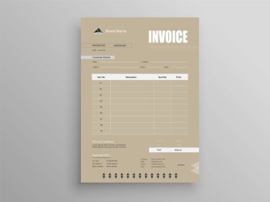 Profesyonel Moda Fatura Tasarımı. İş fatura formu şablonu. Faturalar, para faturaları veya fiyat uzmanı ve ödeme anlaşması tasarım şablonları. Vergi formu, fatura grafiği veya ödeme makbuzu.