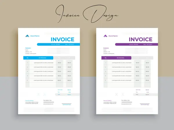 Invoice Design Business Invoice Form Template Invoicing Quotes Money Bills — Stock Vector