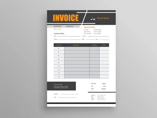 Professional Trendy Invoice Design Business Invoice Form Template Invoicing Quotes — Stock Vector