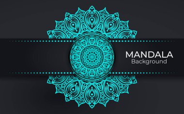 Lüks Altın Renk veya Renkli İslami Mandala Arkaplan Tasarımı. Henna, Mehndi, dövme, dekorasyon için mandala şeklinde dairesel desen. Etnik doğu tarzında dekoratif süs. Boyama kitabı sayfası.