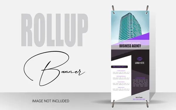 Stock vector Minimal Business Agency Roll-Up. Product sale poster. Banner Template. Presentation and brochure. Corporate, real estate, creative, marketing, and advertising posters.