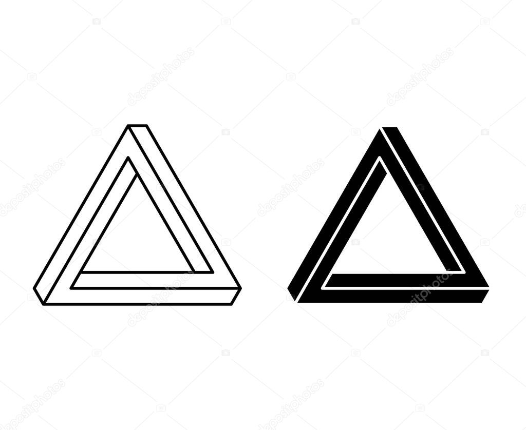Penrose triangle icons isolated on white background